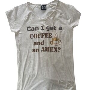 Forever Spoiled Coffee and an Amen Graphic Sleep Shirt  Cream Womens L